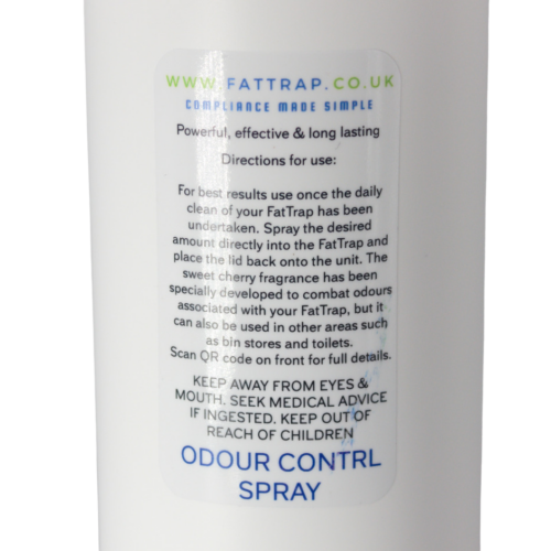 photo showing the detail of the odour control spray bottle lable